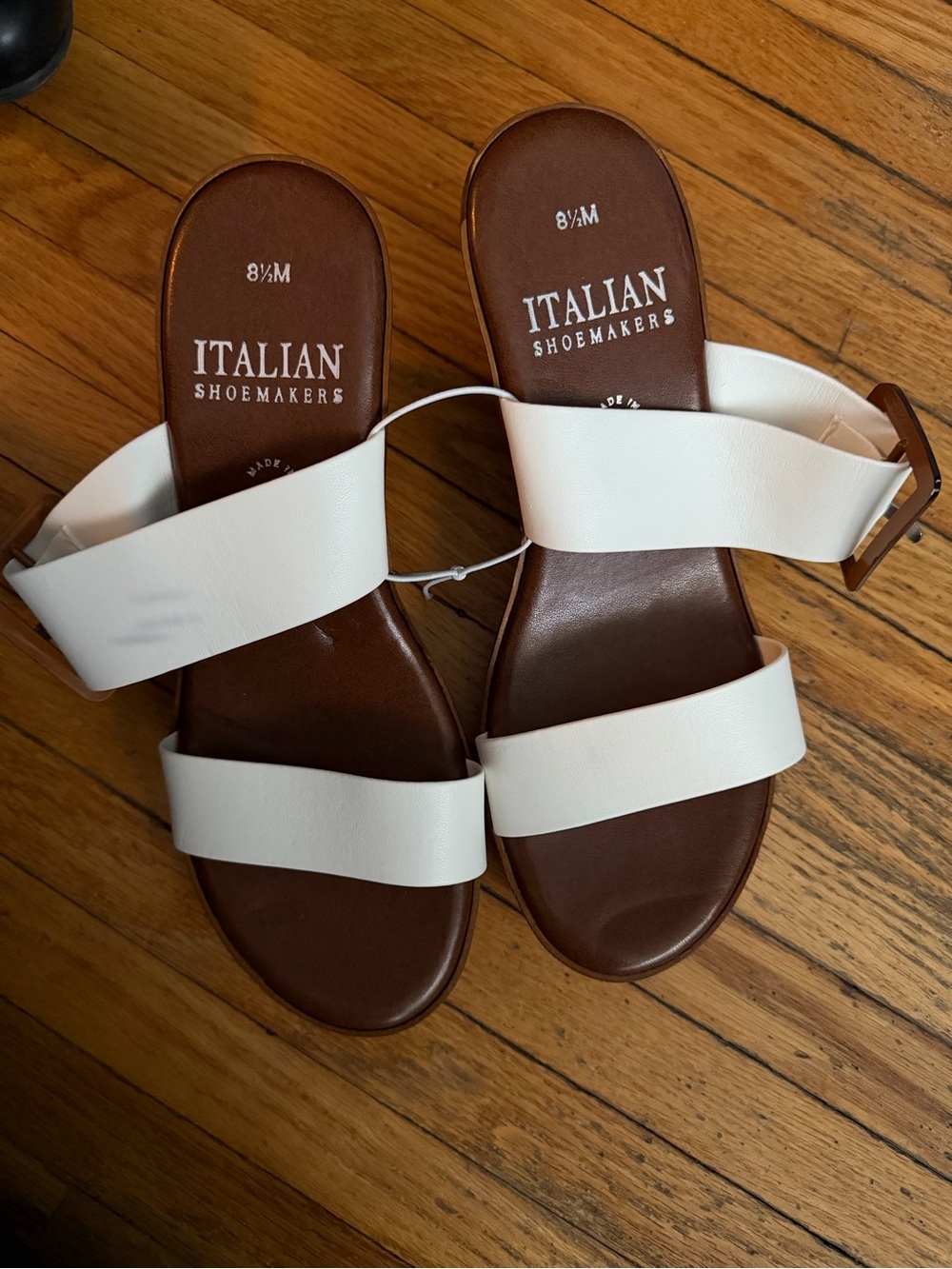 Italian Shoemakers White Double-Strap Slide Sandals